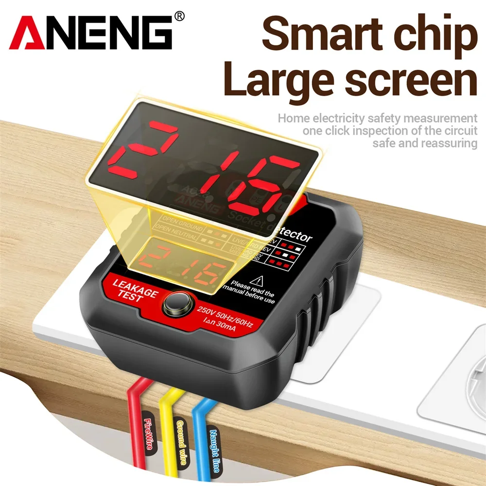 Socket Polarity Detector Voltage Tester ANENG AC28 Digital Socket Power Tester Circuit Breaker Finder EU/US Plug 250V 50Hz/60Hz