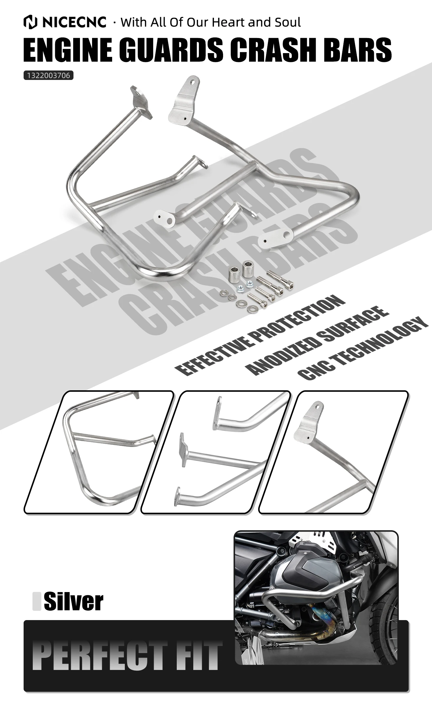Für BMW R1250GS R1250GS 2019-2024 2023 2022 Motorrad Oberen Crash Bar Motor Wachen Für BMW R1250GS fallen Schutz – Detail 2