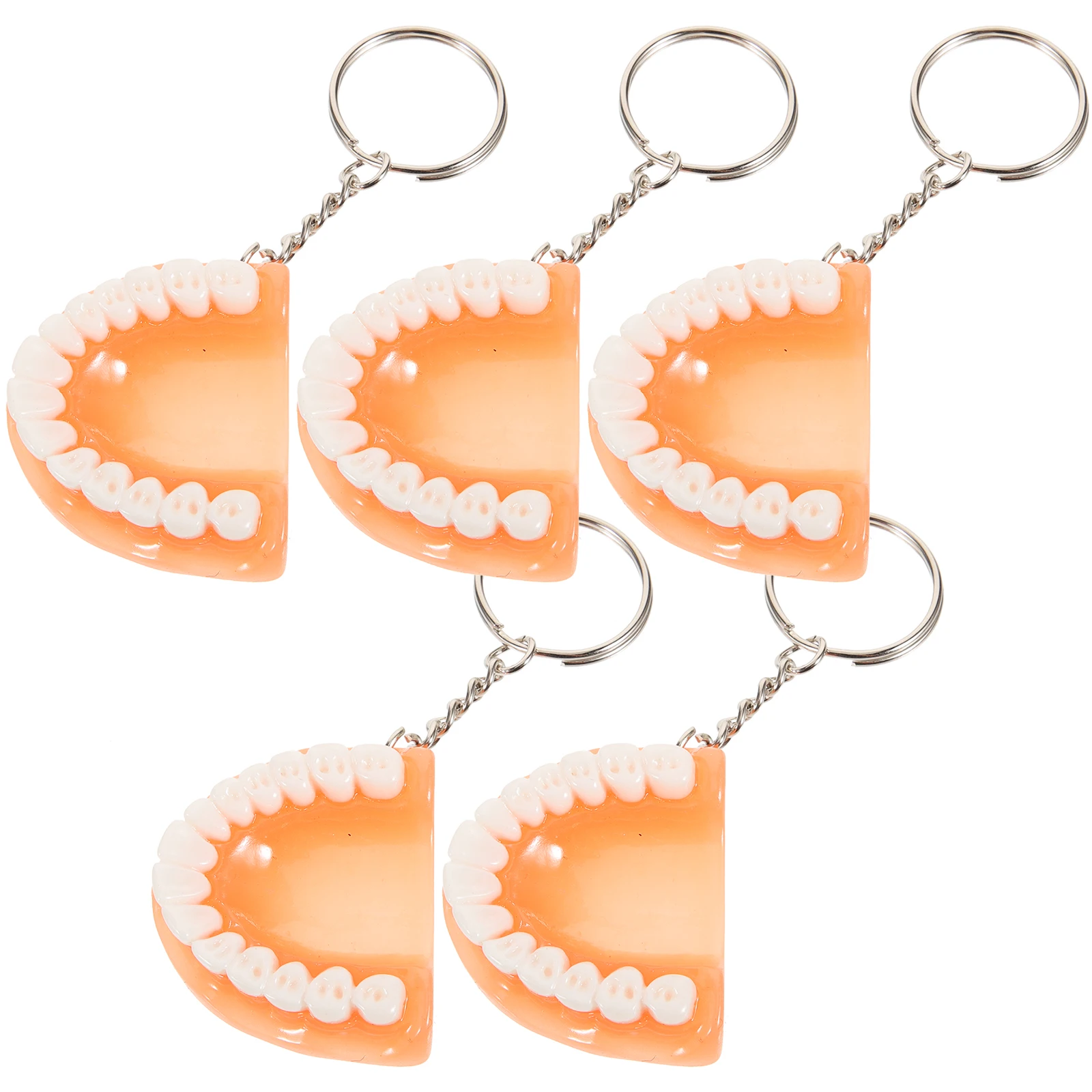 

5Pcs False Tooth Keychain Material Creative Fashion Gift Color Key Ring Pendant Car Decor Bag Accessory