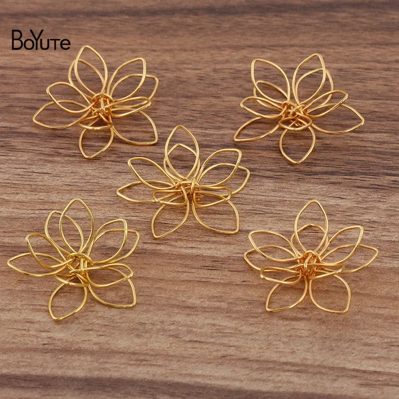 BoYuTe (50 Pieces/Lot) 20MM 35MM Metal Iron Wire Winding Flower Materials Handmade Diy Jewelry Findings Components