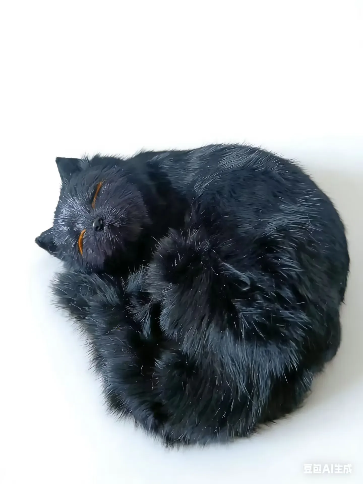 cute black simulation sleeping cat model plastic&furs cat home decoration gift about 25x20cm xf1372
