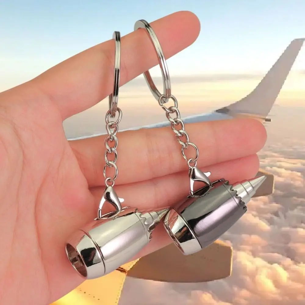 Bag Decorative Aircraft Engine Key Chain Cellphone Charm Zinc Alloy Plane Engine Key Rings Pendant Metal Mini Jet Engine