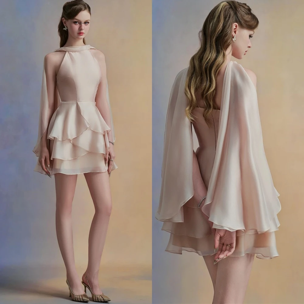 

Customized Exquisite Organza O-Neck Evening Dress Classic Sleeveless Cocktail Dress Fashion A-Line Special Occasion Gowns