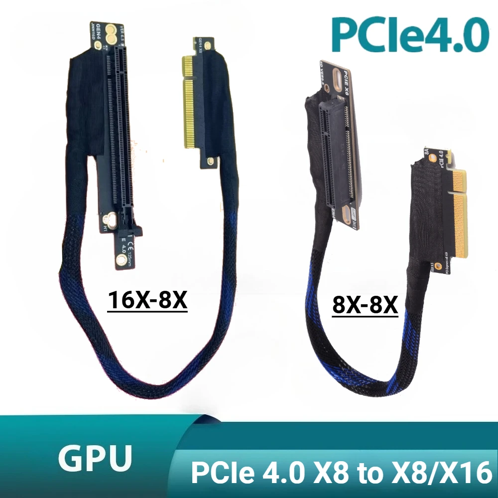 PCIe 4.0 X8 to X8/X16 GPU Bending Extension Cable Silver-Plated Wire AI Server Riser Cable PCI-E 16GB\S GEN 4 for Graphics Cards