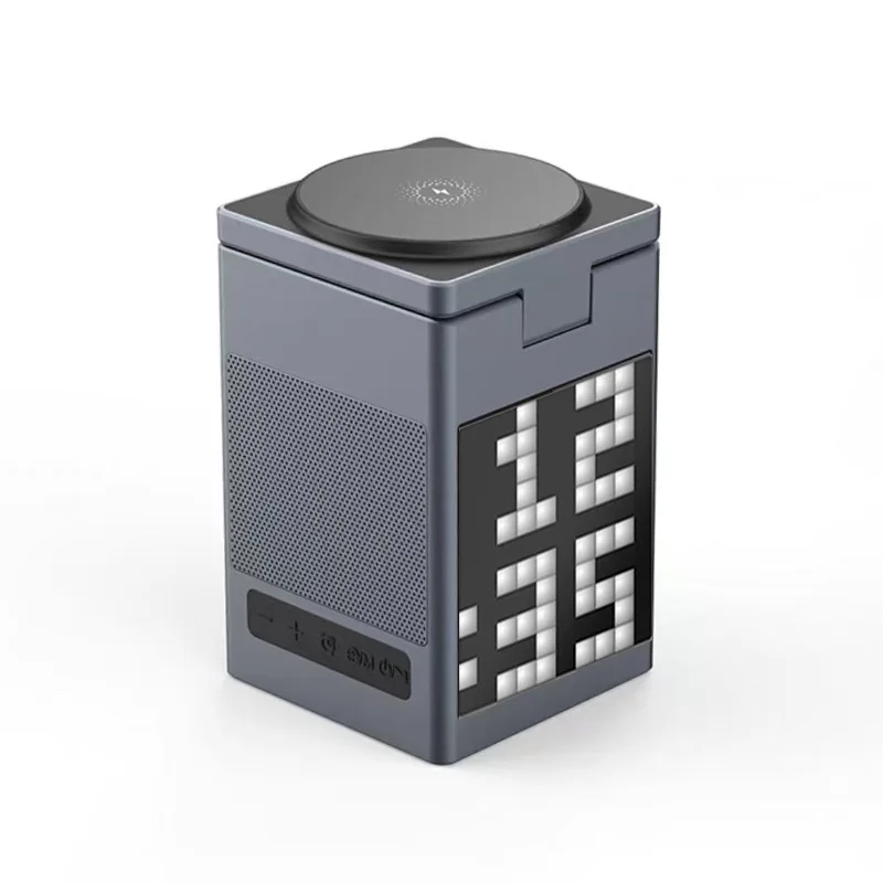 Six-in-one multi-functional magnetic Bluetooth speaker, alarm clock, wireless charger, Magsfe desktop phone stand, watch