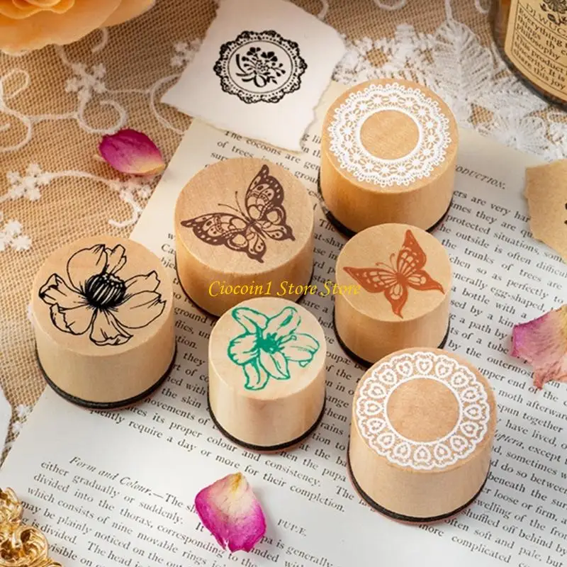 A3PC 8Pcs Flower Stamper with Inkpad Scrapbooking Stamp for Card Making Journal