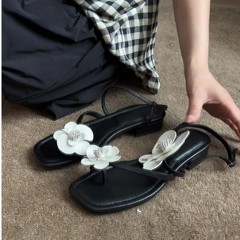 Wonen  Flower Clip Toe High Sandals Luxury New Shoes 2026 Summer Designer Slippers Beach Dress Flip Flops Fashion Woman slides view 3