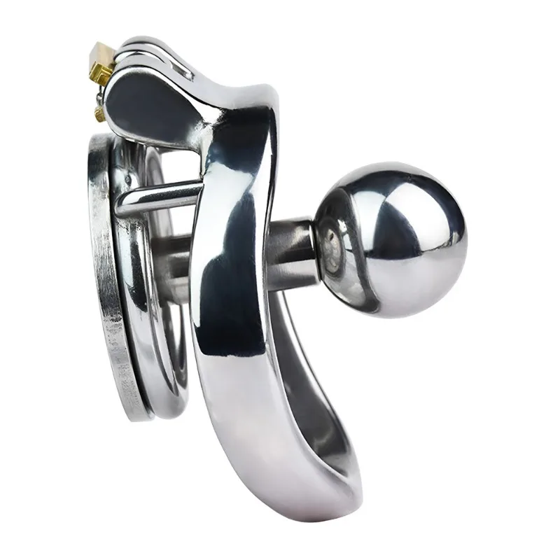 2024 Stainless Steel Flat Negative Male Chastity Lock Penis Abstinence Restraint Device Cock Cage Adult Erotica Male Erotic Toys