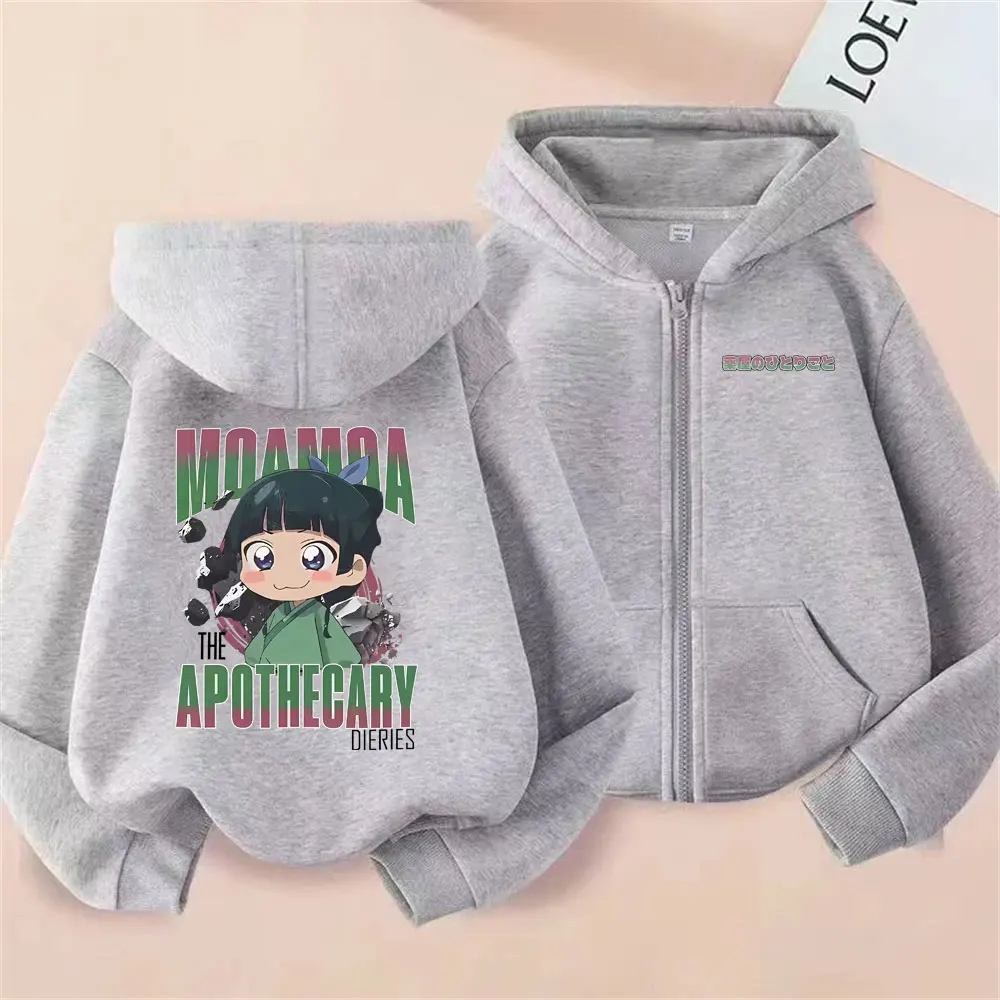 أنيمي يوميات الصيدلي قلنسوة بسحاب Kawaii مضحك Maomao الجرافيك زمم سترة معطف الرجال النساء القطن المتضخم هوديس #5