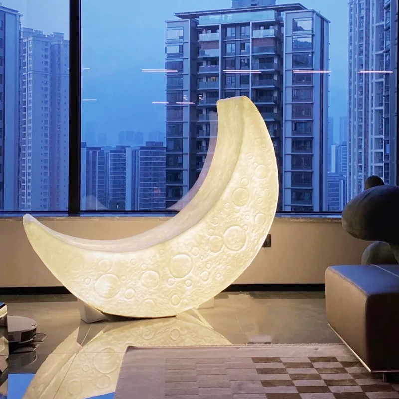 

Internet celebrity homestay moon floor decorative lamp bedroom crescent lazy recliner girls moon lamp atmosphere live broadcast