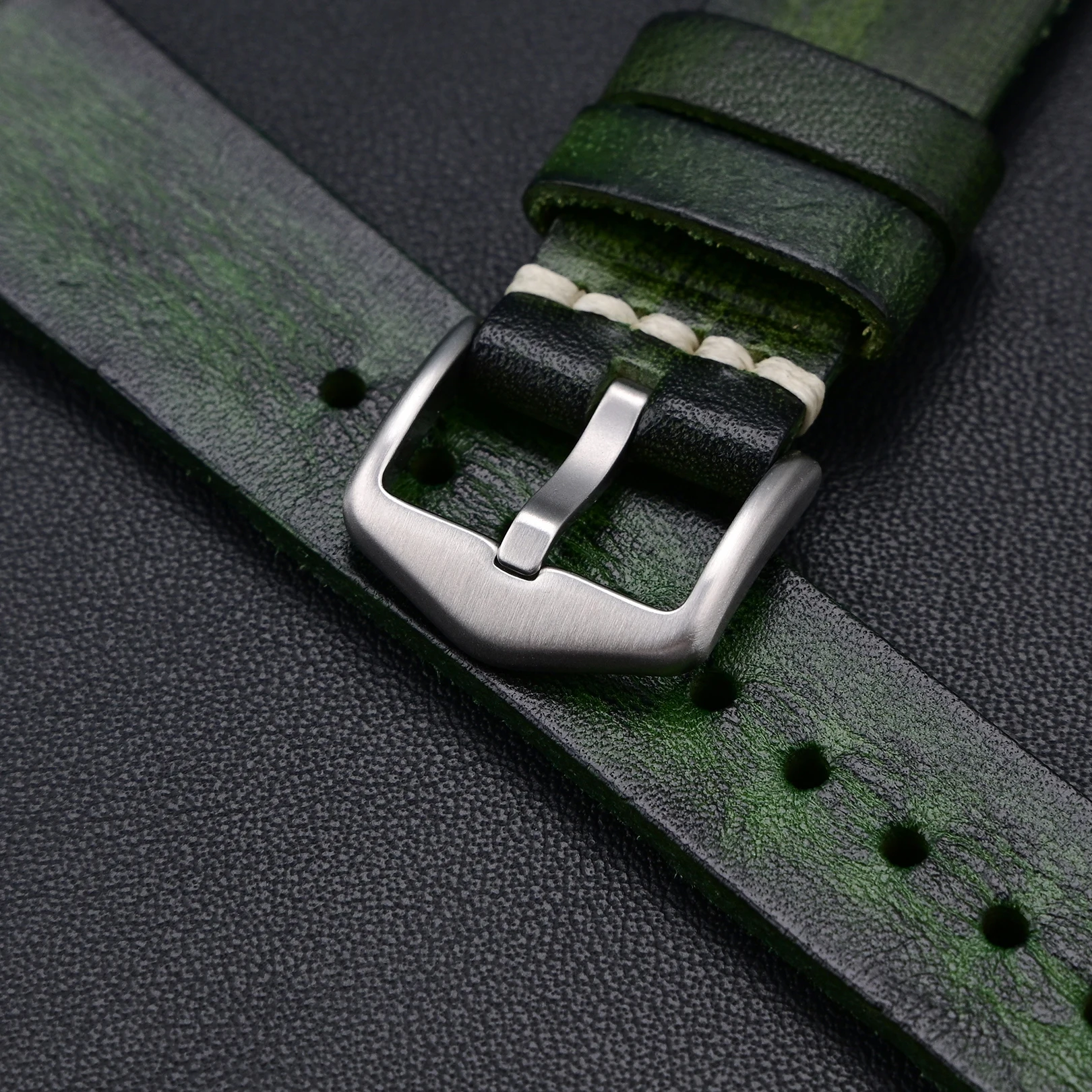 Genuine Pull Up Leather Watch Band for Rolex Submariner Hulk Kermit Black GMT Vintage Hand-Stitched Cowhide Strap 20mm 22mm 24mm