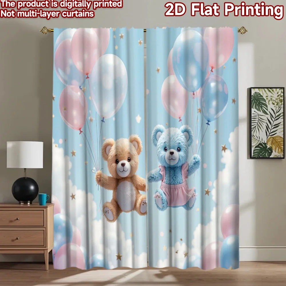 1 Stück 2D Flacher Fotohintergrund Banner für Geschlechtsenthüllung mit Schwebenden Teddys 100% Polyester Familienfeier Perfekt für