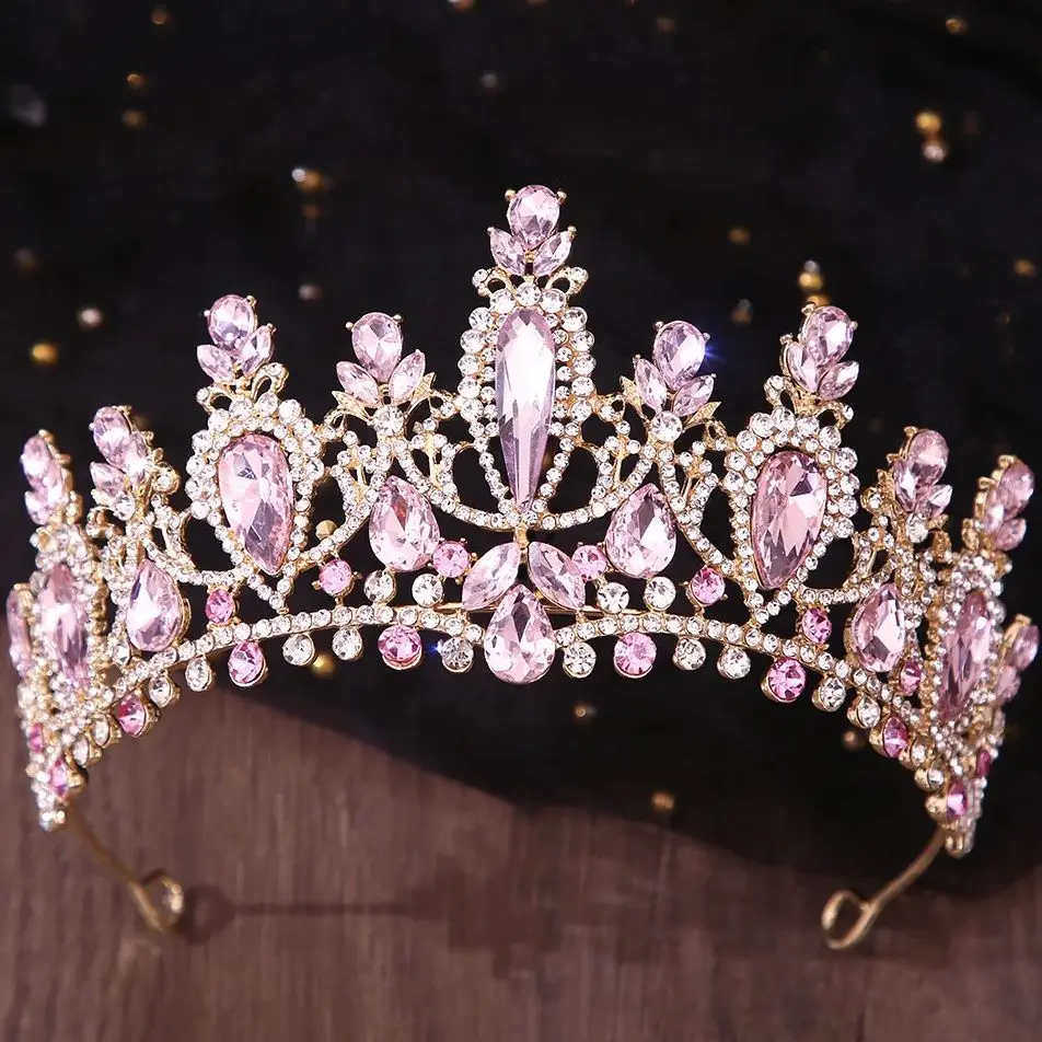 DIEZI 10 Colors Luxury Girls Water Drop Crystal Tiara For Women Wedding Party Elegant Bridal Rhinestone Crown Hair Accessories