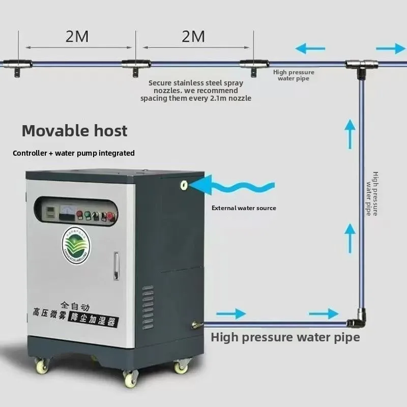 Automatic fog maker, high-pressure micro-mist construction site enclosure spray plant spray workshop dust removal