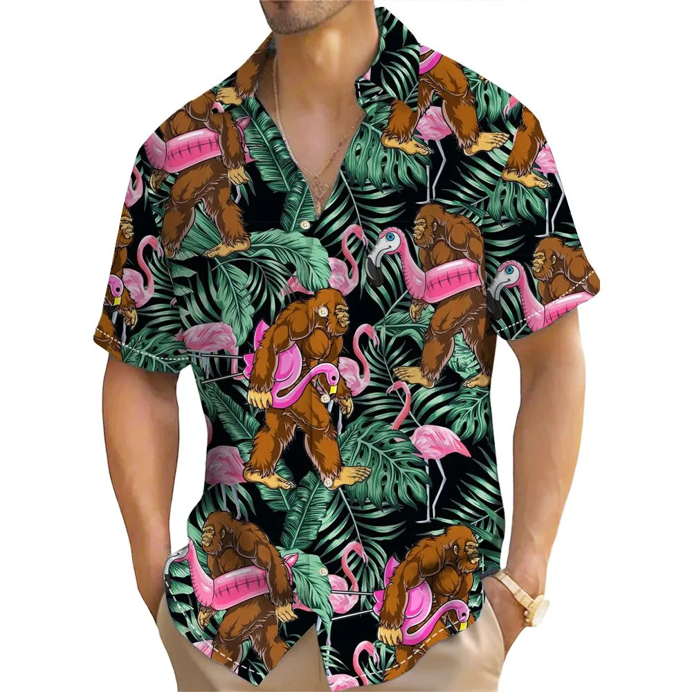 3d Beach Gorilla Print Hawaiian Shirts For Men Summer Casual Men's Shirts Retro Oversized Short Sleeve New Fashion Man Clothes