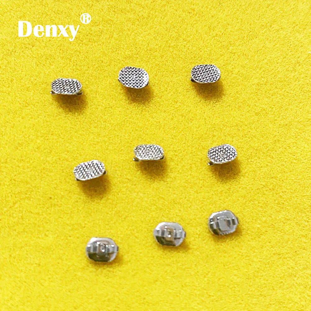 30/50pcs Dental Orthodontic Lingual Buttons with Cleat Double Wing Mesh base Ovoid form Bondable Stainles Orthodontic Bracket