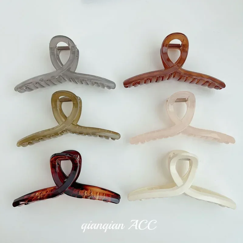 Plastic Women Hair Claws Transparent Amber Hair Clips Blank Hairpins Base for DIY Styling Tools 3D Fashion Girl Hair Accessories