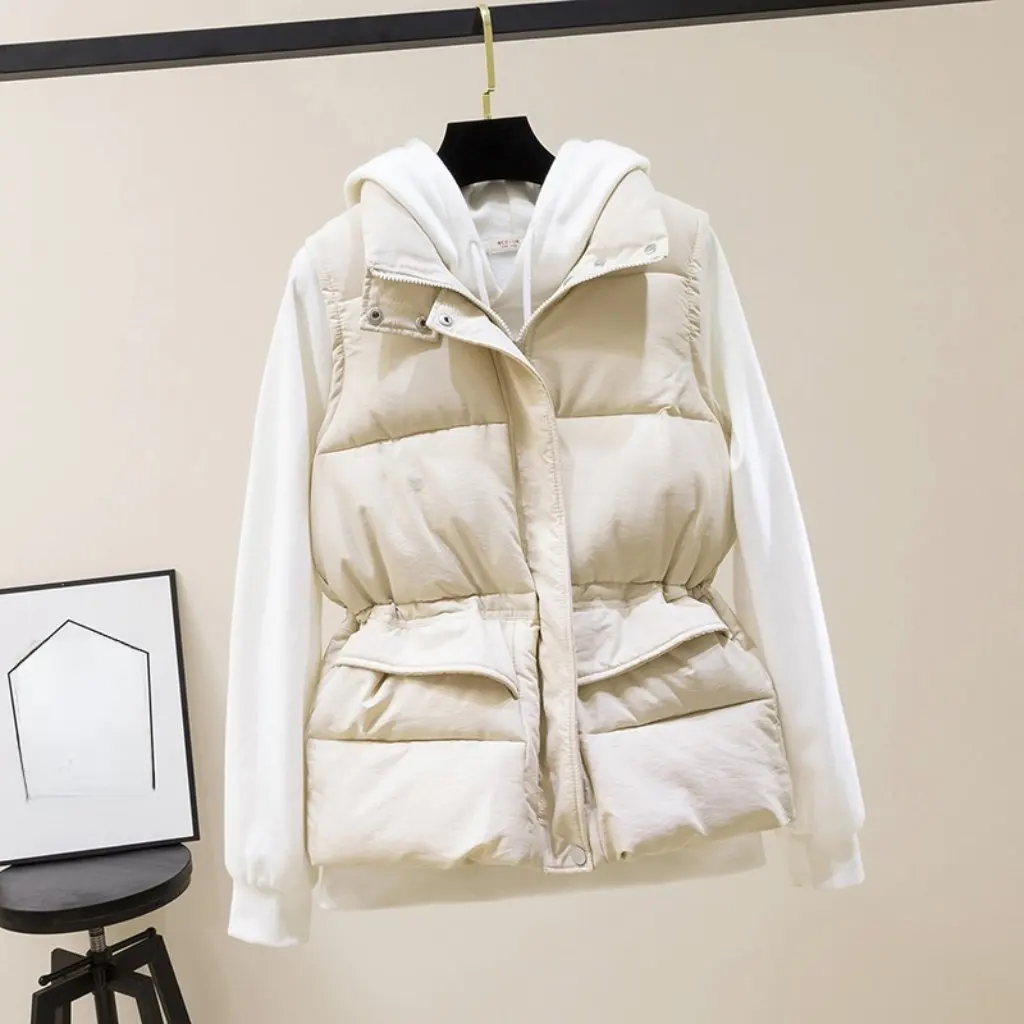 

Women's Slim Fit Short Cotton Vest Jacket Sleeveless Casual Bread Outwear Warm Spot Design