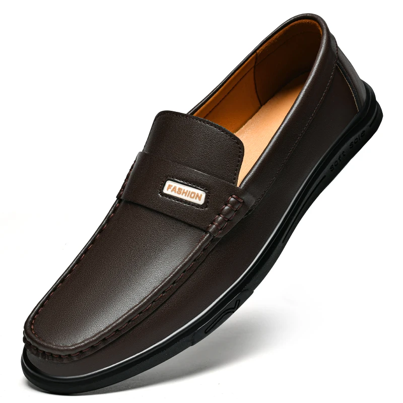 

Men's Leather Slip-On Loafers Metal Buckle Casual Dress Shoes Flats Driving Brown & Black Big Sizes 48 49 50