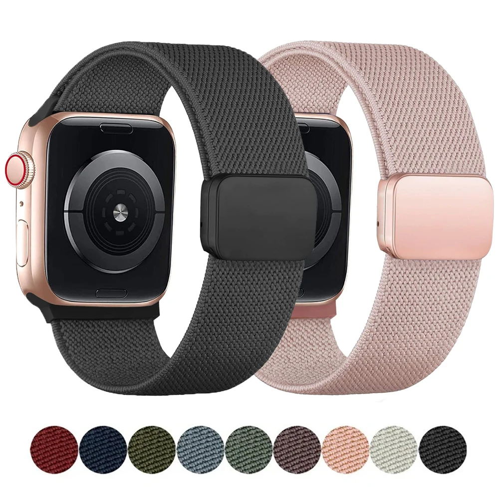 Strap For Apple Watch Band 45mm 40mm 44mm 49mm 41mm 38mm 42mm Nylon Magnetic correa bracelet iwatch Series 9 3 7 8 6 5 se ultra