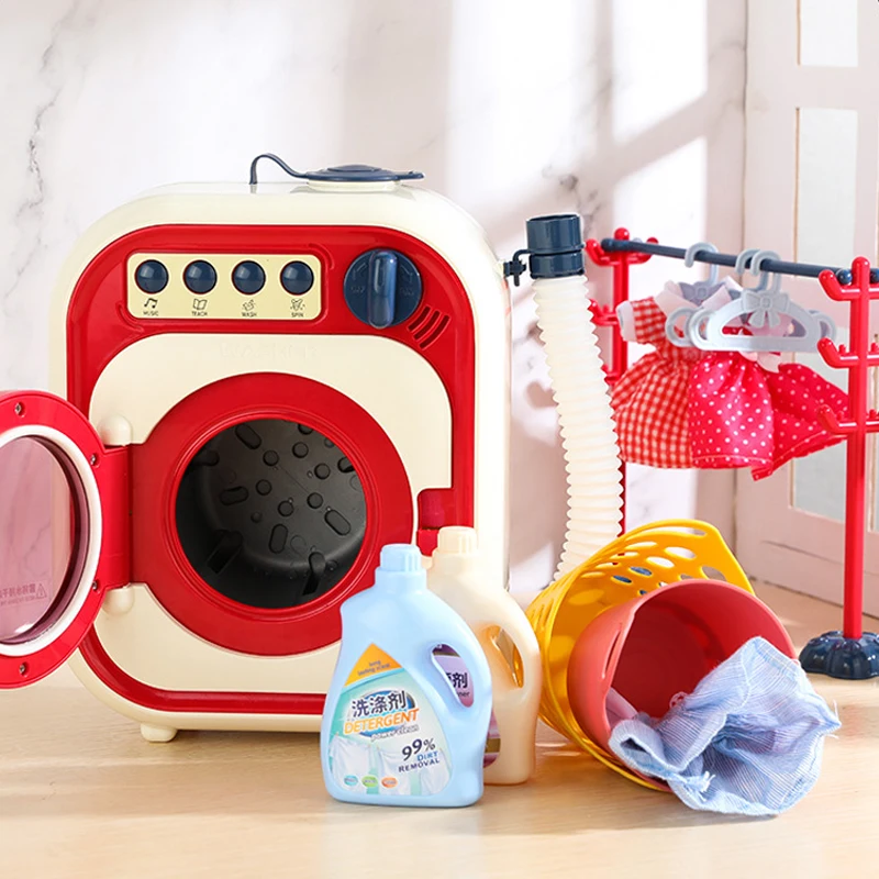 Kids Game Washing Machine Toy Pretend Play House Mini Simulation Electric Toys Rotate Kinetic Cleaning Preschool Toys For Girls