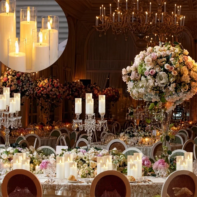 5-120 PCS Flameless LED Candles Flickering with Batteries Included Wedding Fake Candles Simulation Light Centerpiece Home Decor