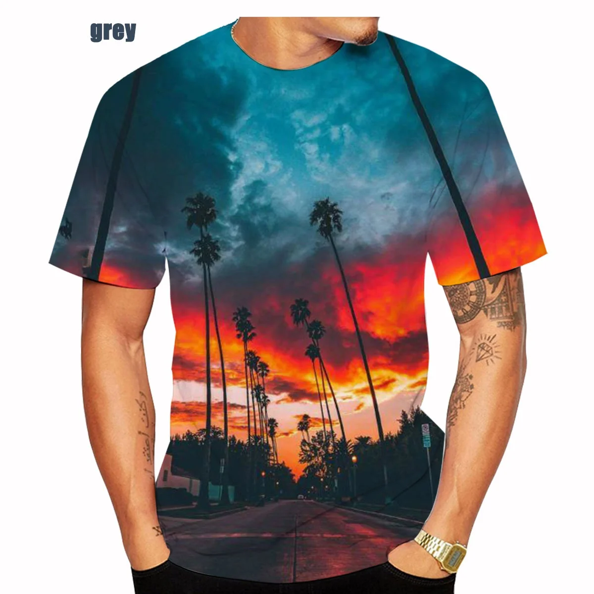 2022 Men and Women Latest Fashion Sunset 3d Printing Unisex T-shirt Sunset Glow Printed Natural Scenery Short Sleeve Size XS-5XL