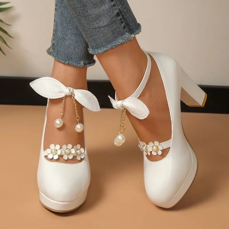 Französische Damen-High-Heels 2026: Neue vielseitige Retro-Schuhe mit Kreuzschnalle, dickem Absatz und runder Spitze für JK-Uniformen