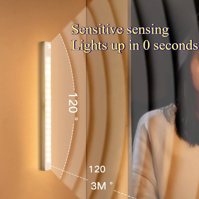 

Motion Sensor Light Wireless LED Night Light Type C Rechargeable Light Cabinet Wardrobe Lamp Staircase Backlight For Kitchen LED