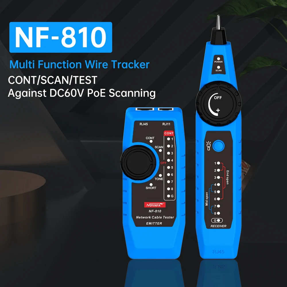 NOYAFA Tester kabli sieciowych NF-810 lokalizator przewodów RJ45 RJ11 Wire Tracer Ethernet LAN Anti-Interference Line Finder narzędzia sieciowe