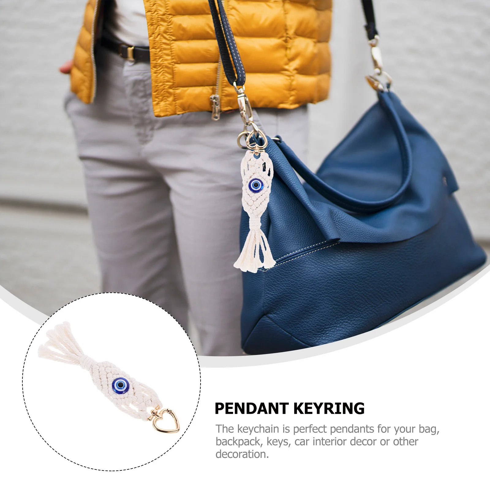 

Bohemian Fringe Keychain H woven Cotton Tassel Bag Pendant White Color Gifts Unique Western Phone Car Key Accessory Home Decor