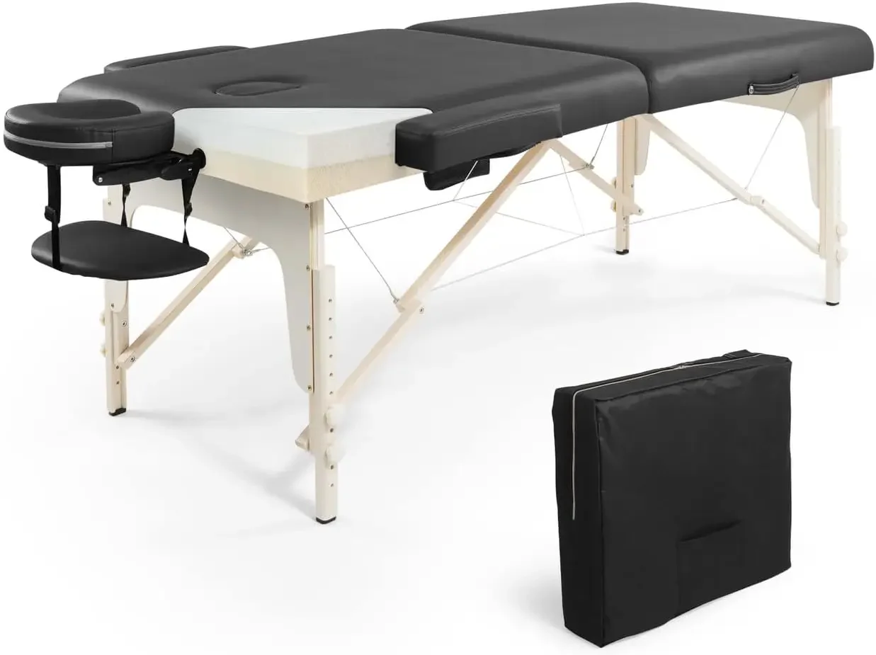 

Premium Memory Foam Massage Table, 84 Inch Foldable & Portable Massage Bed, Height Adjustable Spa Bed, Facial Cradle Salon Bed