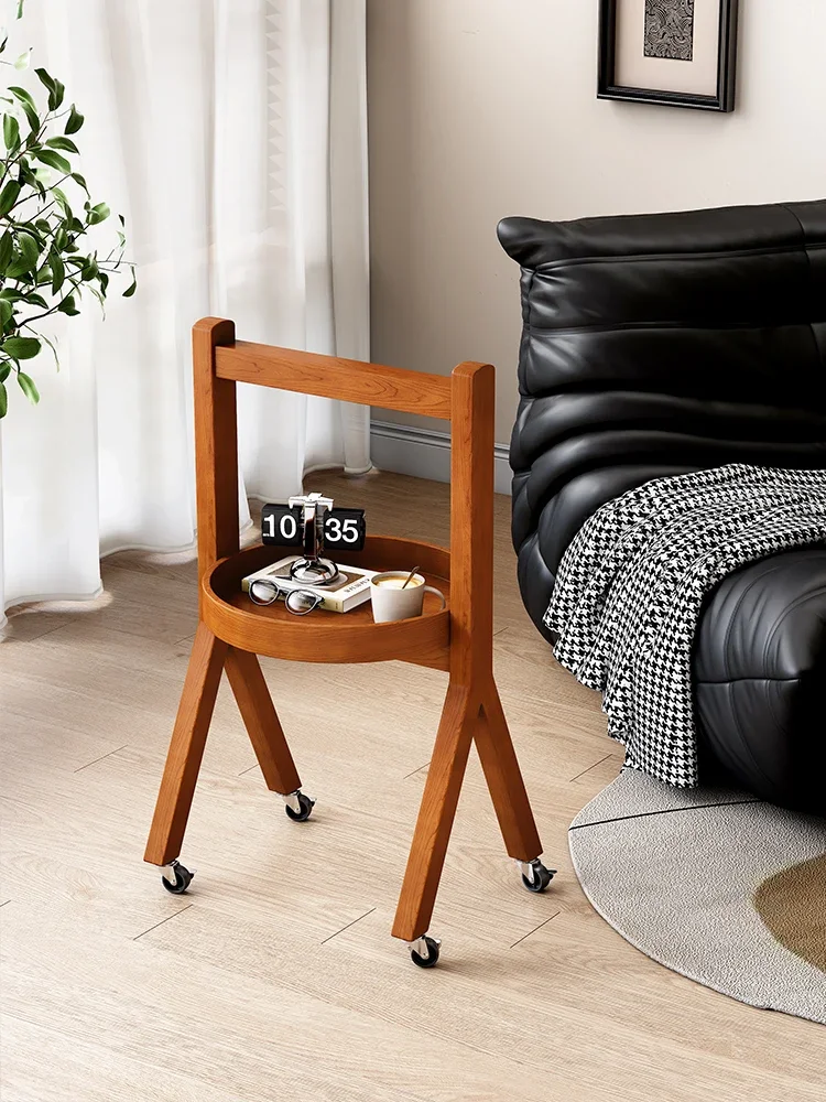

Medieval style side table removable sofa small coffee table small apartment solid wood storage creative side table