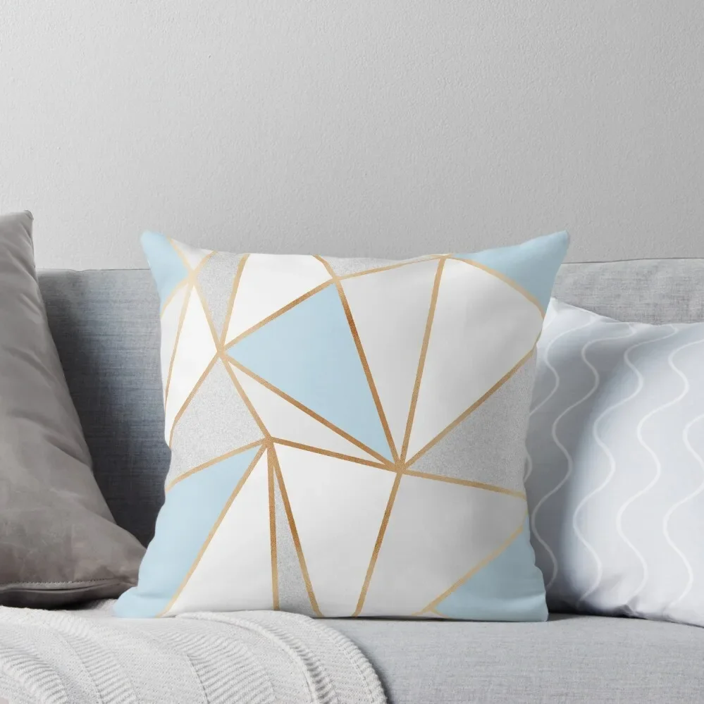 

Blue, Grey & Gold Geo Throw Pillow