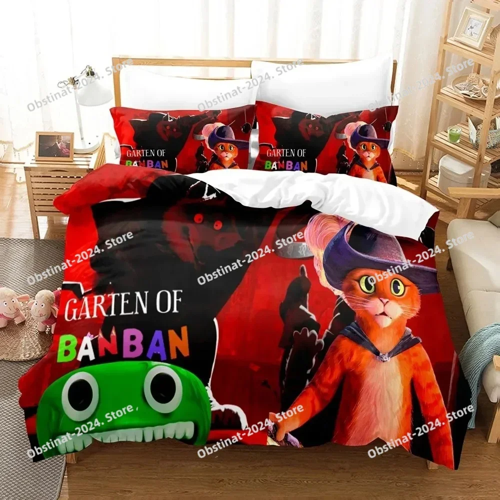 طقم سرير Garten Of Banban طقم سرير مطبوع مع كيس وسادة غطاء لحاف سرير ناعم فردي مزدوج كوين سوبر كينج مقاس أطفال بنات #3