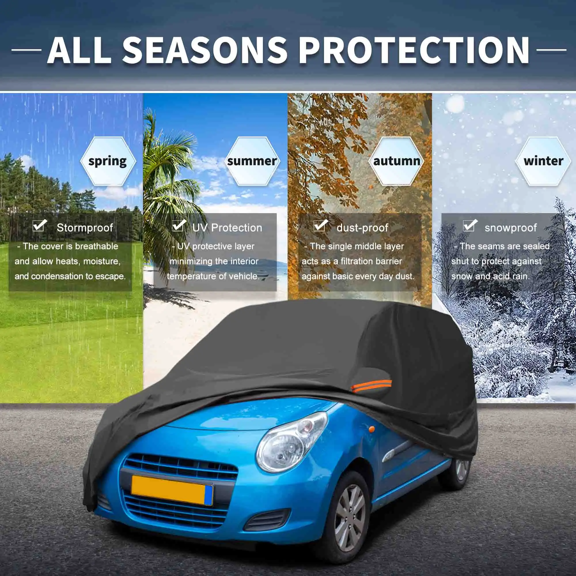 

X Autohaux Car Cover for Suzuki Alto Aluminum Film Cotton Outdoor Full Cover All Weather Waterproof Windproof with Door Zipper