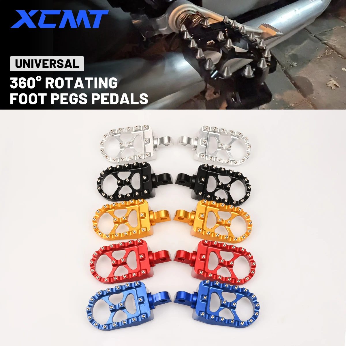 

For Harley Dyna Fat Bob Softail Sportster Street Bob Motocross Universal Motorcycle CNC Wide Fat Footpegs 360° Roating Foot Pegs