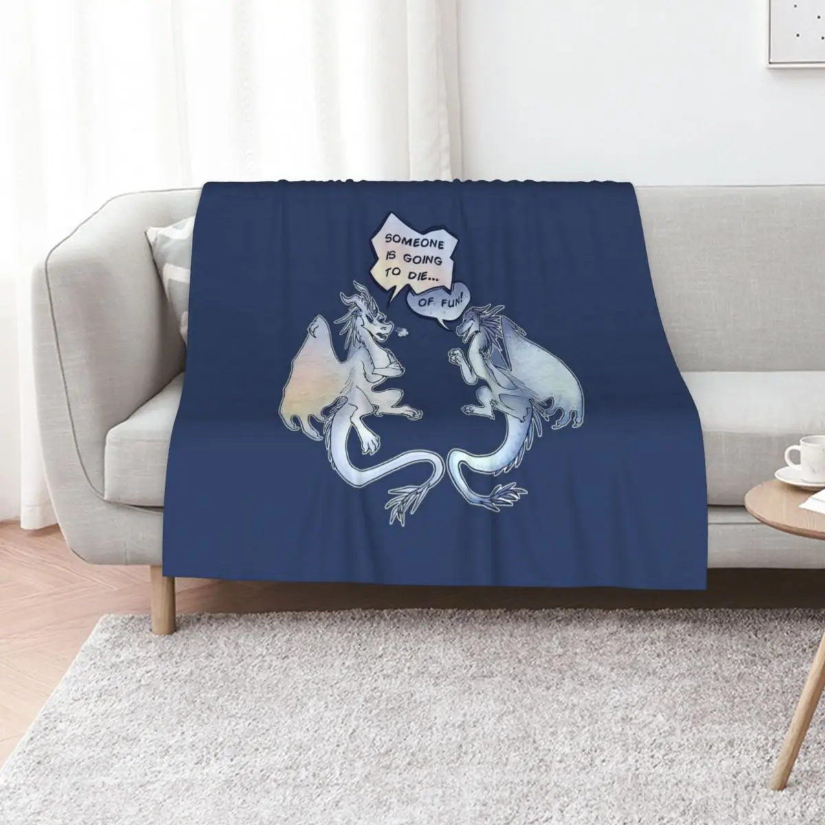 Wings of Fire - Snowfall and Lynx - Someone is going to Die of Fun Throw Blanket Winter beds anime Bed Blankets