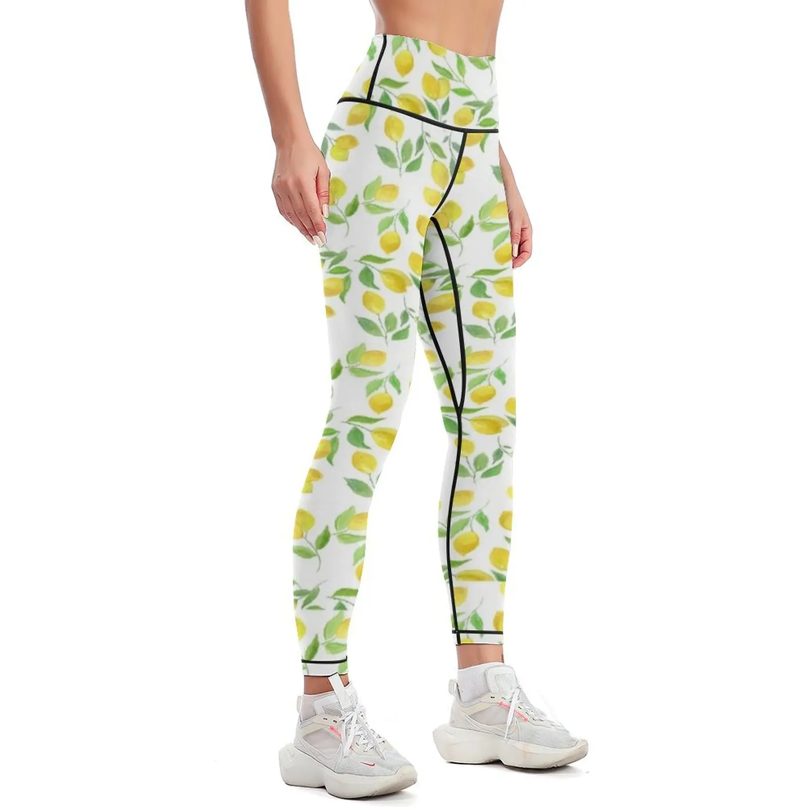 Leggings de fitness sexy pour femmes, motif citron, vêtements à clapet d'interconnexion