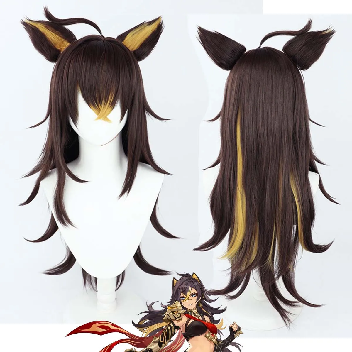 

Игра Genshin Impact DokiDoki Dehya Длинный термостойкий парик из синтетических волос