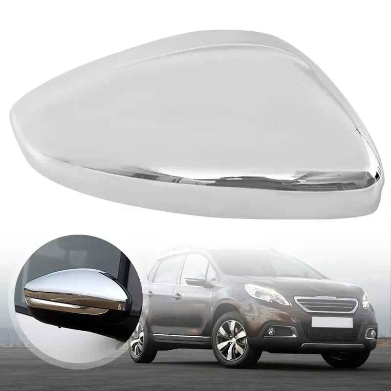 

1PC Car Right Driver Side Door Wing Mirror Cover Cap Chrome For Peugeot 208 2012-2019 Car Styling Exterior Accessories