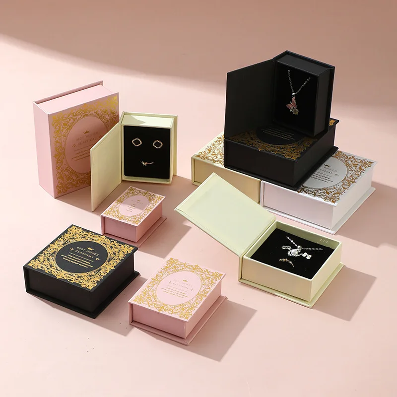 Book-Shaped Jewelry Box Paper Flip-Top Jewelry Box Magnetic Jewelry Box Creative For Vanity Gift Travel