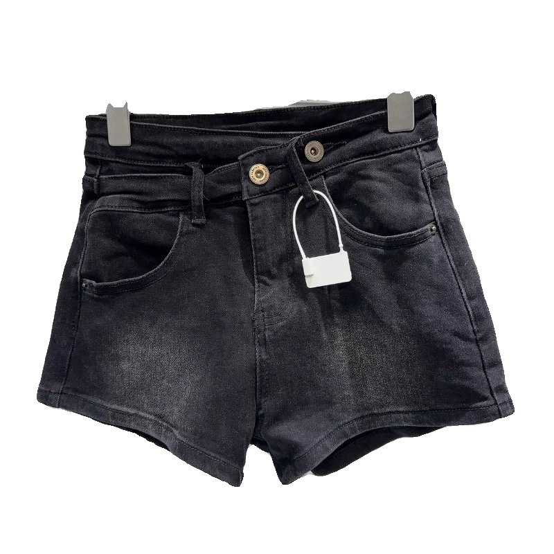 아메리칸 슬레 메탈 블루 디자인 웨이드 화이트 티-쿼터 길이 데님 반바지 여성용 여름 스트레이트 레그 노 스트레치