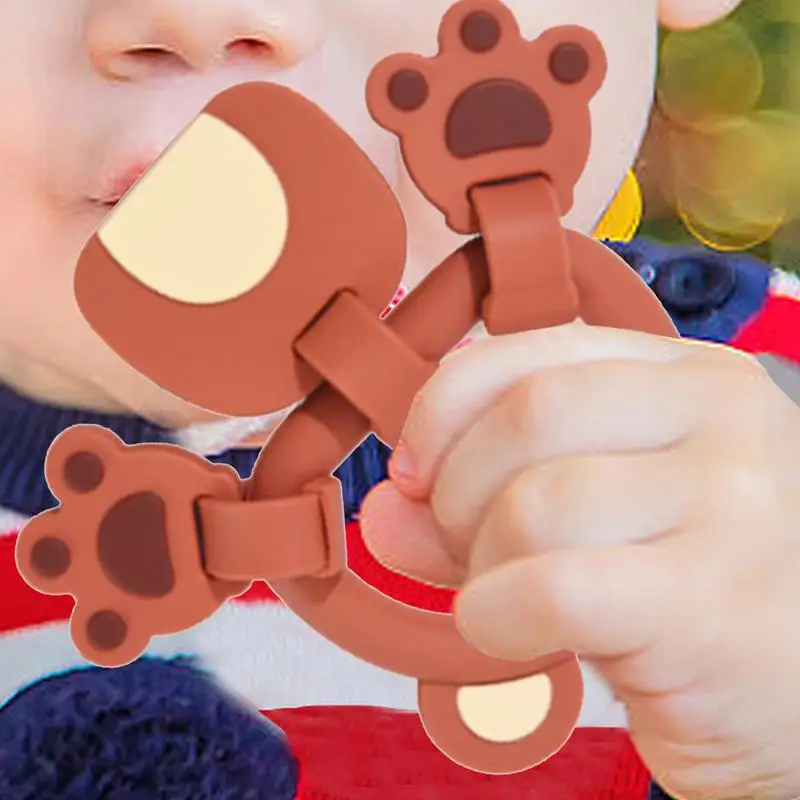 Toddler Teething Ring Bear Shape Soft Teether Bracelet for Toddler Early Development Toys Boys and Girls Cognitive Sensory Toy