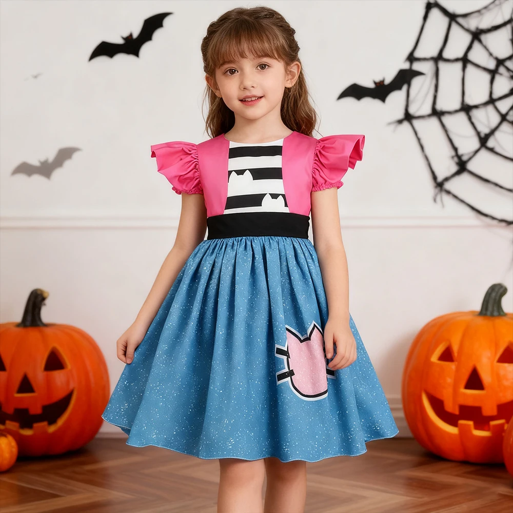 

Gabby Cat Print Girl Princess Dress Cartoon Gabby Doll Cosplay Halloween Costume Performance Clothing For Children Carnival