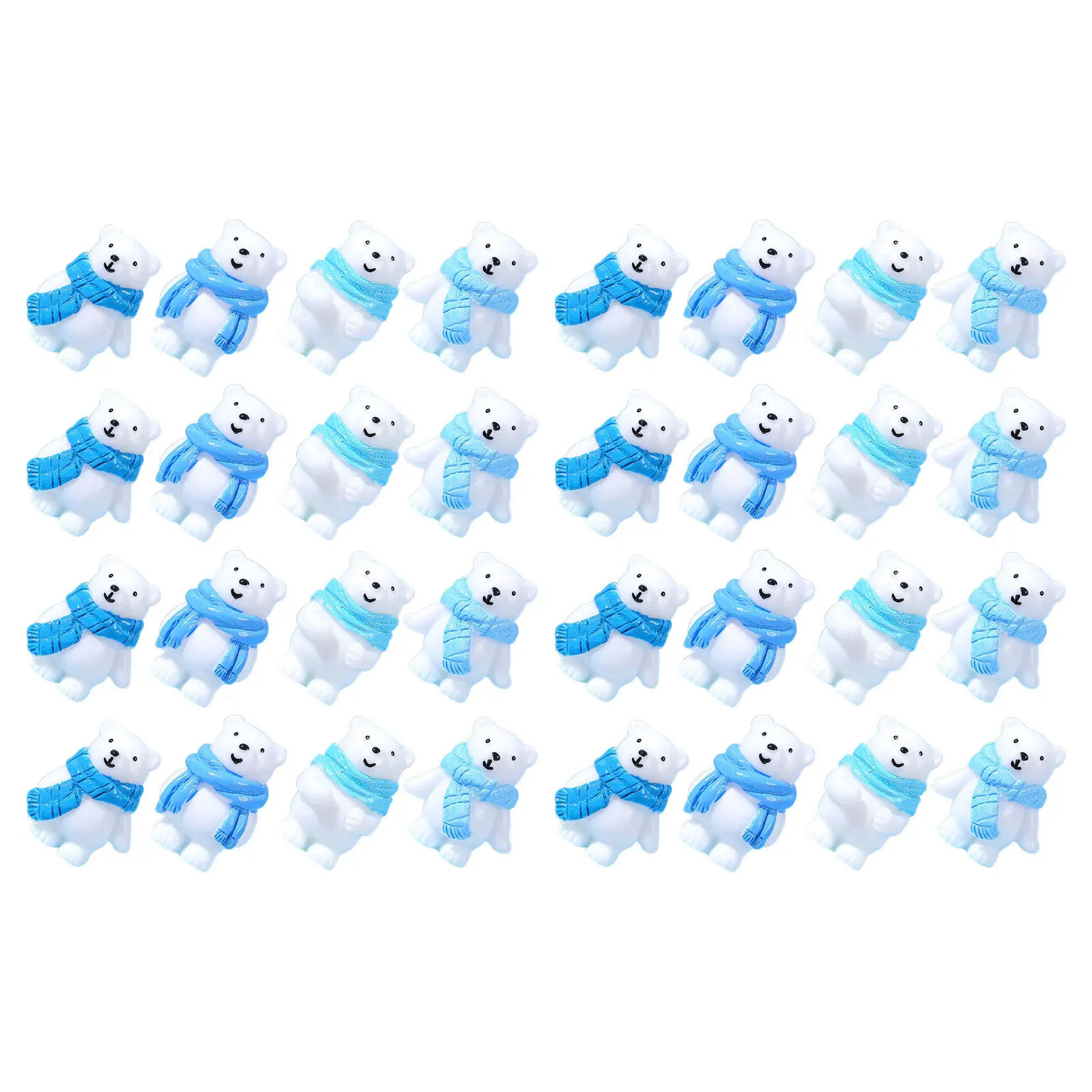 32개 미니 북극곰 피규어 레진 북극 동물 조각 데스크탑 대시보드 인형집 장식 소형 동물 피규어