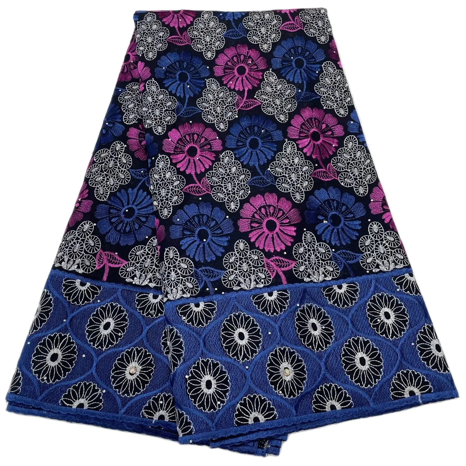 

Африканская кружевная ткань с цветочной вышивкой, Мягкое хлопковое кружево, французское швейцарское кружево из вуали, нигерийская ткань, 5 ярдов