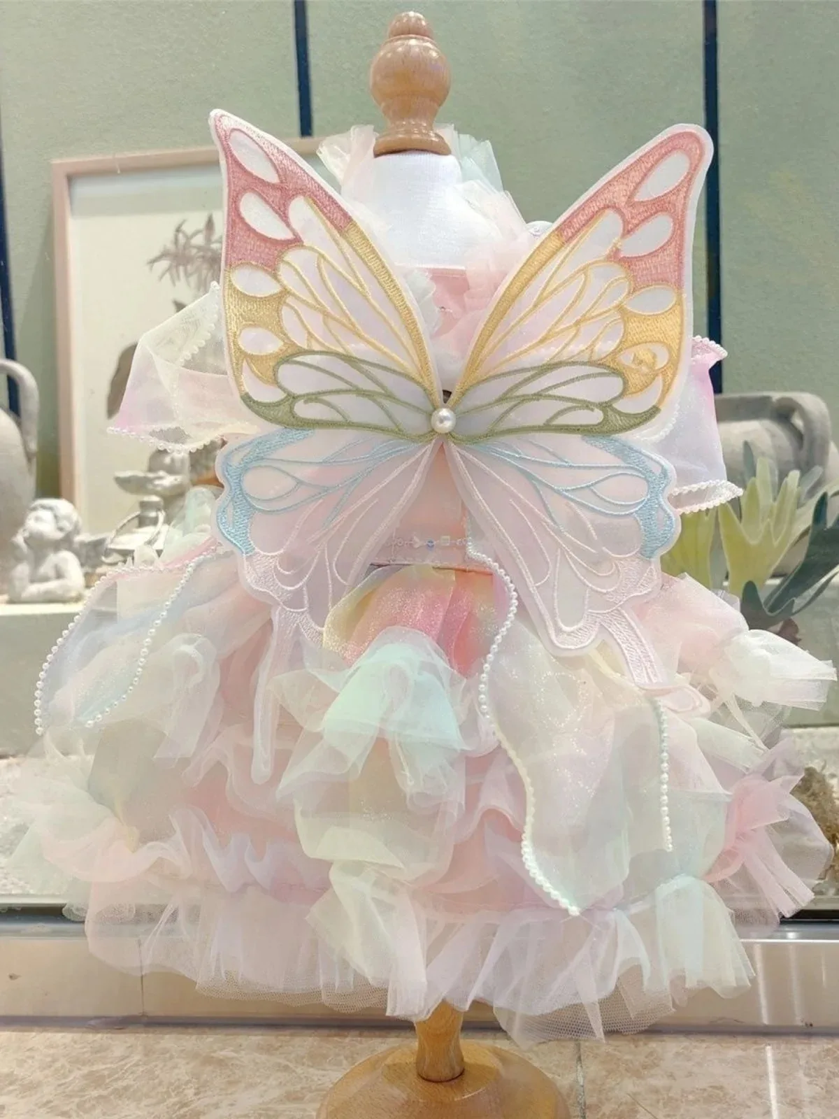 Fairy Flutter Dress Rainbow Fairy Phantom Pink Butterfly Wings Spring Summer Cats Dogs Fairy Short Dresses