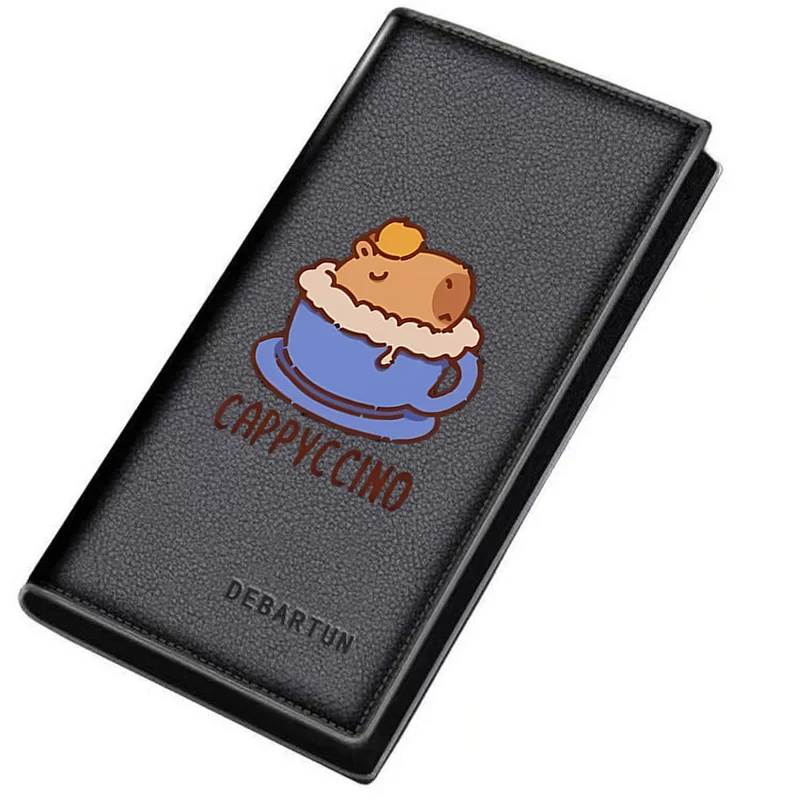Capybara in a coffee cup sleep Men's Long Wallets Business Stylish Printing Design Casual Use Christmas Valentine's Father's Day