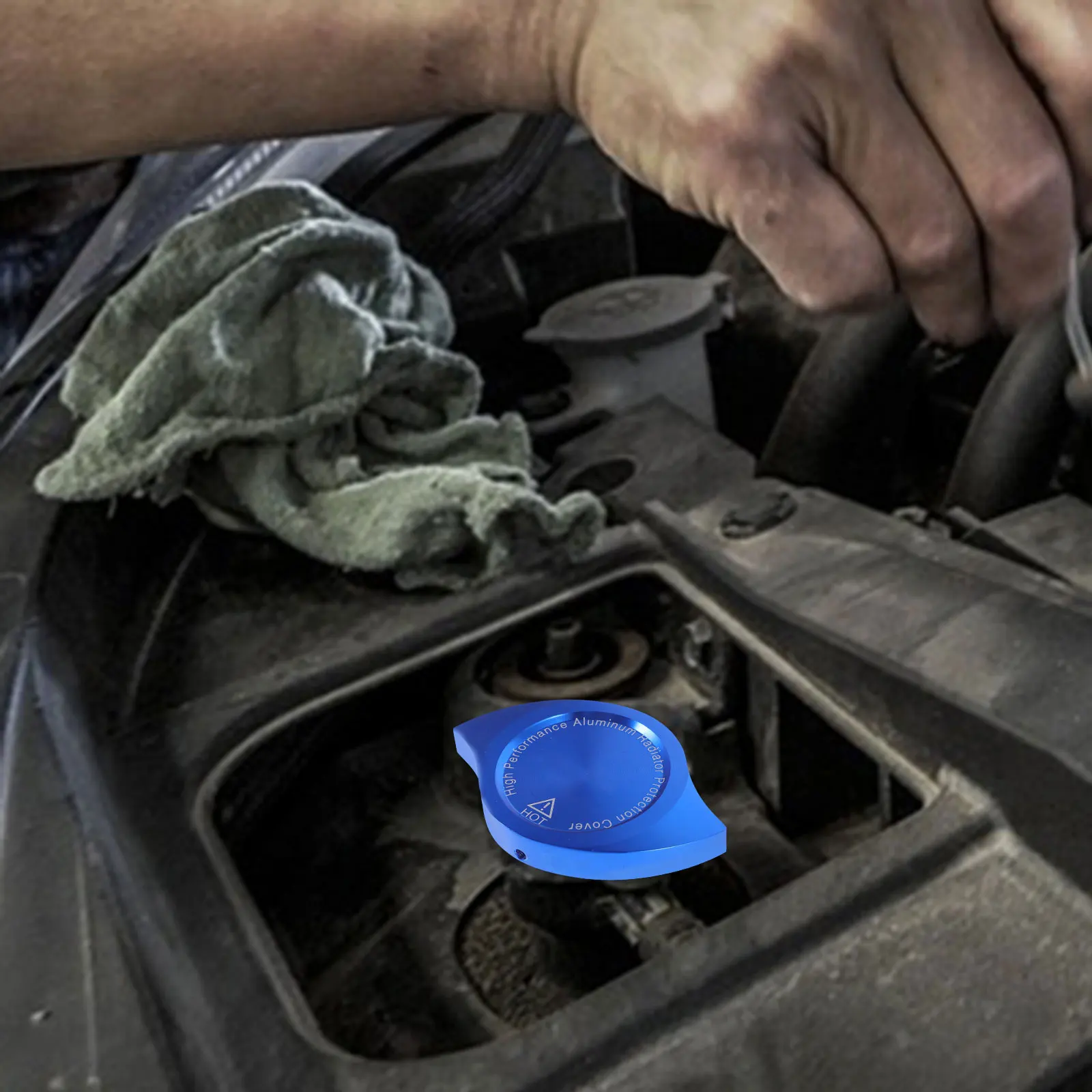 

Stylish Water Tank Cover Decoration Car Engine Radiator Coolant Reservoir Cap Durable Metal Modification Accessory Easy